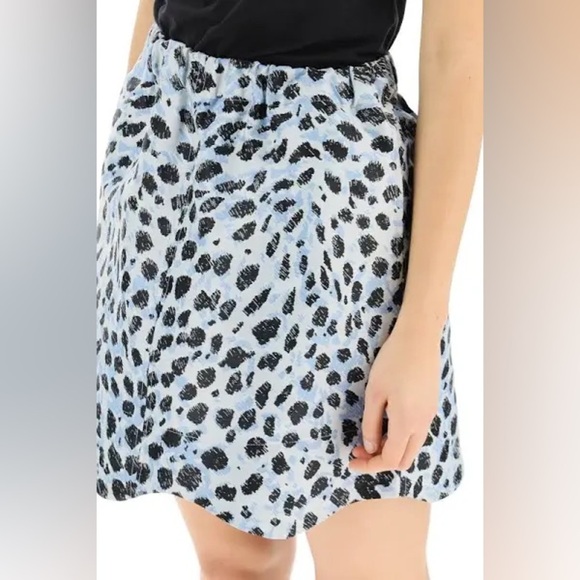 NWT GANNI - Blue & Black Crispy Jacquard Mini Skirt - Picture 2 of 8